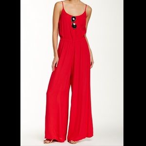 Vix Red Wide-Leg Spaghetti-Strap Jumpsuit